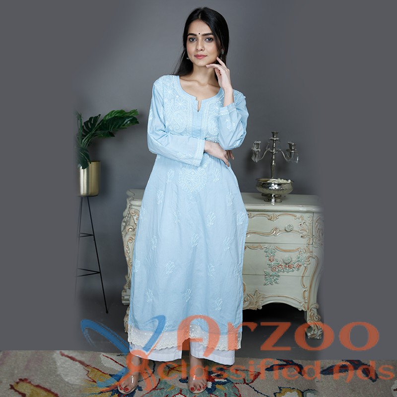 Buy Women Chikankari Designer Cotton Kurta Online